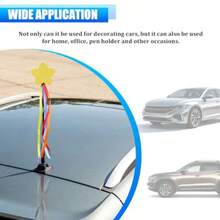 Star Car Antenna Topper Vehicle Roof Antenna Ball With Ribbon For Easy To Find In The Parking Lot Funny Automotive Toppers Exterior Decorations Universal For SUV Van Truck Yellow - 黃色的 - 查看 5