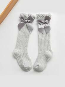 1双蝴蝶结网眼中筒袜 - 透气弹力，适合春夏男女童穿着 - 彩色 - 查看 19