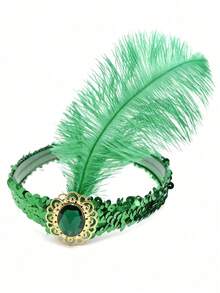 1pc Polyester Sequin Headband, 1920s Style Headpiece, Suitable For Single Ladies Halloween Party, Costume Play, Retro Party, Christmas, Wedding - Multicolor - View 22