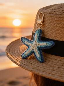 Ciondolo in paglia intrecciata dai colori vivaci, nuovo ciondolo a forma di stella marina in stile vacanza, ciondolo portachiavi a forma di stella marina dal temperamento elegante in colori chiari e scuri, adatto per vacanze al mare, viaggi in riva al mare, accessori a tema spiaggia e vacanza, elemento decorativo essenziale personalizzato per abbigliamento primaverile ed estivo - Multicolore - Visualizzare 8