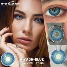EYESHARE 1Pair Gray Soft Contact Blue Beauty Pupils Colorful Makeup Green Eyes Contact Lens Yearly Brown Cosmetic Lenses - Blue - View 4