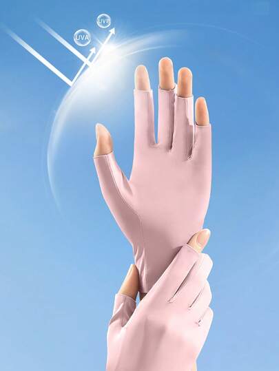 1 đôi găng tay hở ngón chống nắng, găng tay bảo vệ tay khi chơi thể thao ngoài trời, đạp xe, đi biển, du lịch, găng tay chống nắng khi làm móng - Chống tia UV, chống sạm da, chống bức xạ, thoáng khí, thích hợp cho lái xe, nữ.