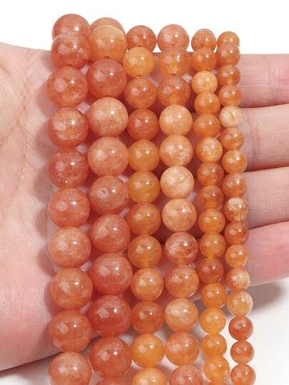 1 Strand Orange Sunstone Round Beads 4/6/8/10mm Natural Gemstone Beads, Suitable For Jewelry Making DIY Bracelets Necklaces
