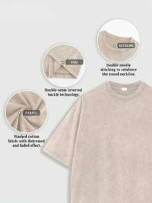 Music Soothes My Soul Headphones Local Shipping Women's Plus Size Vintage Washed 100% Cotton Graphic T-Shirt Crew Neck Short Sleeve Loose Casual Streetwear Tops Stylish Daily Vacation Home Party Outfit Ideal - 杏色 - 查看 5