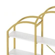 170 X 26 X 190 Cm Shelf In A Simple Style, Steel Tube And MDF Material, Five Storage Shelves, Unique Cloud Shape, Easy To Assemble And Clean, Gold + White - one-size - View 9
