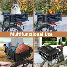 Rear Bike Basket, Bicycle Basket With Lining, Waterproof Cover, Cargo Net, Large Rear Bike Baskets, Heavy-Duty Rear Bicycle Baskets Suitable For Most Bikes And E-Bikes - Black - View 4