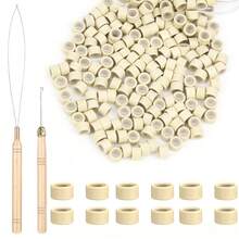200 PCS Hair Extensions Beads Lined Micro Links Beads With 2 Pcs Pulling Hook Needle, Hair Extensions Tool Kit Bead Device Tool Kits For Tinsel And Feather Hair Extensions - View 12