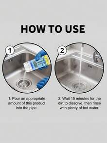 Drain Cleaner - Dissolves Toilet, Sink, Bathroom Clogs, Removes Kitchen Grease, Effectively Improves Pipe Odor - Powdery - View 7