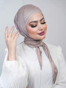 1pc Instant Triangle Hijab, All-In-One Tie-Up Design, Quick Wrap Without Slipping, No Undercap Needed, Suitable For Daily Wear, Prayer, And Outings - Multicolor - View 8