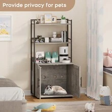 2-In-1 Hidden Cat Litter Box Enclosure 48.5 Inch Cat Litter Box Enclosure With 3 Metal Storage Shelves, Ventilation Holes, Easy Clean - A - View 7