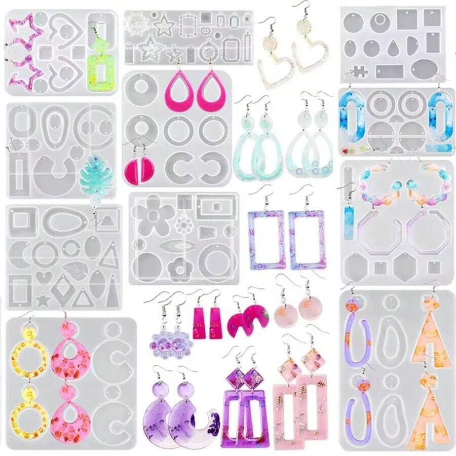 SMI Fine Earrings For Women Earring Resin Molds Epoxy Resin Silicone Jewelry Mold With Hole Casting Molds In Various Shapes And Sizes For Earring Making DIY - Multicolor - View 1