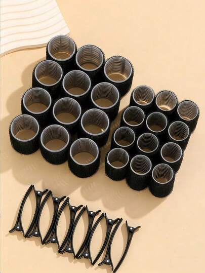 36 piezas Conjunto de rulos de agarre automático, incluye 24 rulos y 12 clips, rulos para ondular el cabello sin calor estilo salón para peinados DIY, rulos, accesorios para el cabello, herramientas para el cabello, equipos de salón
