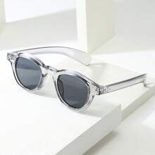 1副男士复古圆形简约时尚眼镜（适合驾驶、旅行、休闲、度假、户外、运动、日常佩戴） - 灰框茶片 - 查看 5