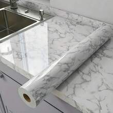 1 Cuộn Giấy Dán Tường Tự Dính, Vân Đá Cẩm Thạch Trắng, Chống Nước, Có Thể Tháo Gỡ, Không Để Lại Keo, Chống Dầu, Chống Trầy Xước, Dễ Thi Công, Bề Mặt Bóng, Tối Giản, Sang Trọng. Thích Hợp Cho Mặt Bàn Bếp, Tủ Bếp, Tường Phòng Tắm, Trang Trí Nội Thất. - Sọc trắng trơn - Xem 2
