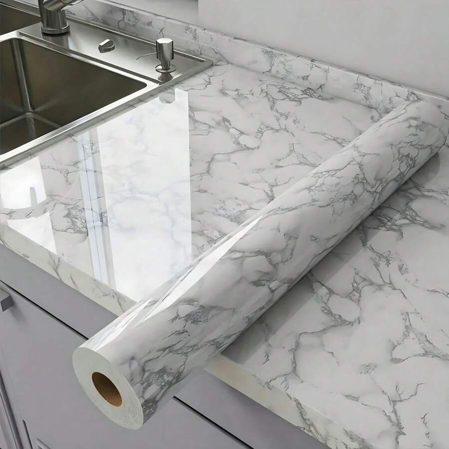 1 Cuộn Giấy Dán Tường Tự Dính, Vân Đá Cẩm Thạch Trắng, Chống Nước, Có Thể Tháo Gỡ, Không Để Lại Keo, Chống Dầu, Chống Trầy Xước, Dễ Thi Công, Bề Mặt Bóng, Tối Giản, Sang Trọng. Thích Hợp Cho Mặt Bàn Bếp, Tủ Bếp, Tường Phòng Tắm, Trang Trí Nội Thất.