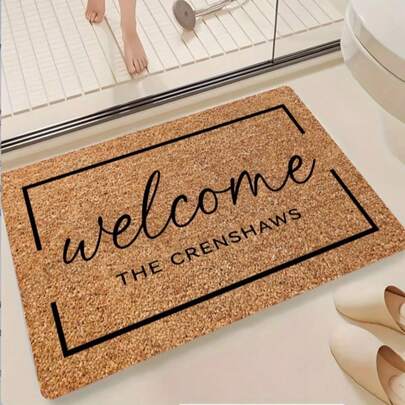 1 件定制迎宾垫 - 可个性化定制姓名，柔软硅藻土材质，底部防滑，可水洗，适用于入口、厨房、浴室 - 长方形，浴室垫 | 定制迎宾垫