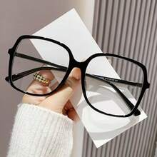 1 Cặp kính nữ gọng vuông màu đen, kiểu dáng tối giản, gọng lớn, không cần độ, phù hợp để đeo hàng ngày. - màu đen - Xem 3