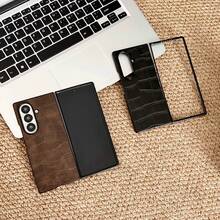 1 chiếc ốp lưng điện thoại gập cao cấp bằng da PU vân cá sấu, tương thích với Samsung Galaxy Z Fold 7/6/5/4, bảo vệ toàn diện sang trọng. - màu nâu - Xem 9