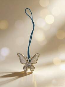 1pc Handmade Beaded Butterfly Bag Charm, Elegant Minimalist Accessory - White - View 2
