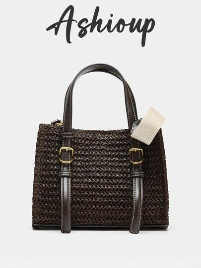 Sac à main tressé en paille, mini sac de plage tressé, sac à bandoulière avec sangle réglable, convient pour l'été