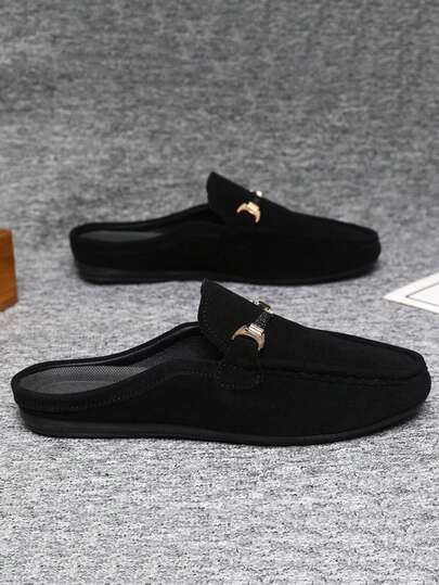 Men's Slip-On Loafers, New Casual Moccasins Shoes, Slouchy Shoes, Flat Vintage Style Soft Bottom Leather Shoes, Black Formal Flat Shoes (Size Up 2 Sizes)