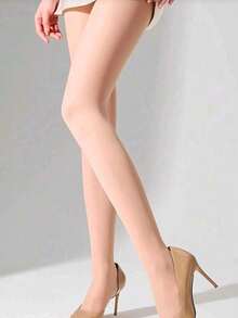 1 Pair Solid Color Basic Skin-Tone Pantyhose - Apricot - View 10