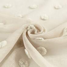 1pc Or 2pcs COSENNATUR Beige Romantic Minimalist Polka Dot Pom Pom Sheer Curtain, Kitchen Window Curtain, Rod Pocket Top, Easy To Hang, Lightweight & Soft, Polyester Fabric, Suitable For All Seasons, Washable, Ideal For Bedroom, Living Room, Office, Balcony Filtering Light Decoration - Beige - View 5
