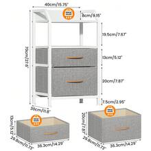 Compact 2-Drawer Fabric Bedside Table With Open Shelf | Metal Frame & Wooden Top, Space-Saving Nightstand For Bedroom/Living Room, Modern Sofa End Table With Storage - Light Grey - View 5