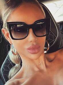 1副女士大框猫眼眼镜，修饰脸型，时尚复古风格，适合度假和日常佩戴，散发高端INS美学气息。 - 漸變灰色 - 查看 2