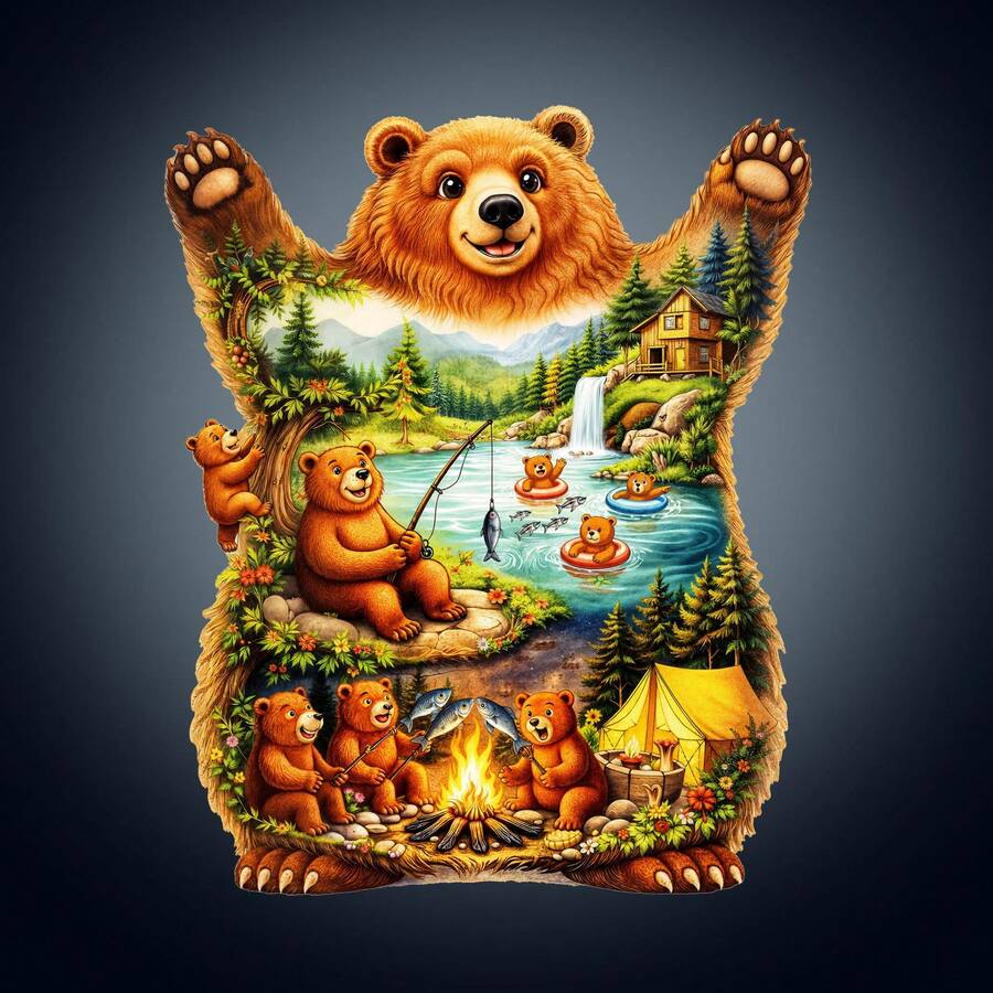 1件 The Lives Of Bears 木製不對稱拼圖,動物造型2D拼圖玩具,適合兒童與成人,教育益智遊戲,派對、節日、聖誕與生日禮物,獨特魔幻桌面裝飾創意木製拼圖禮品 - 彩色 - 查看 1