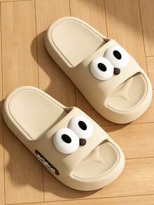 趣味大眼睛EVA户外厚底凉鞋，女士夏季休闲沙滩拖鞋 - 卡其色 - 查看 6