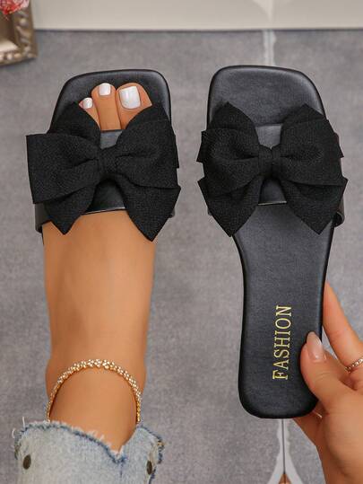 2026 Sandalias planas con lazo para mujer, cómodas, antideslizantes, de moda, tallas grandes, multicolor, adecuadas para el hogar y versátiles