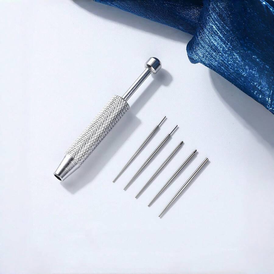 Pinza para perforación, herramienta guía de pendientes con parte posterior plana de 16G 18G, aguja de acero inoxidable con rosca interna y externa, kit de asistencia para perforación corporal en oreja, nariz y labio - Ver 1