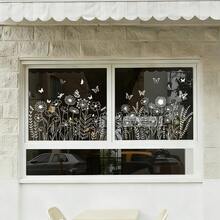 1 pieza Película de ventana con tulipán blanco y mariposa, adhesivo de vinilo con efecto estático para ventanas, puertas de casa, oficina y tienda, decoración floral para ventanas - Multicolor - Ver 7