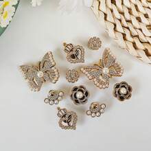 10pcs DIY Shoe Decoration Charms - Shiny Pearl Butterfly, Flower, Heart Decorative Buttons, Non-Metal Lightweight Material, Y2K Fashion Versatile Cute Unisex, Suitable For EVA Beach Shoes, Slippers, Detachable Shoe Decor, Holiday Gift - Multicolor - View 6