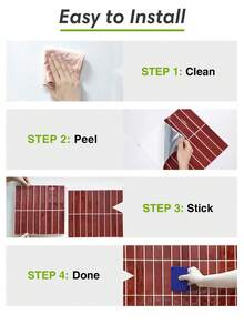 10pcs Glossy Vinyl Red Self-Adhesive Tiles, Decorative Wall Stickers, 30.5 X 30.5 Cm, Easy To Install, Removable, For Bathrooms, Kitchens, Interior Walls, Etc., Wall Decoration - 牆貼 - 查看 5