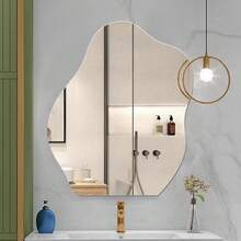 1 Stück unzerbrechlicher großer wellenförmiger Acrylspiegel, asymmetrisch geformter Wandspiegel, geeignet für Zuhause, Schlafzimmer, Badezimmer Dekoration - 1PC - Übersicht 3