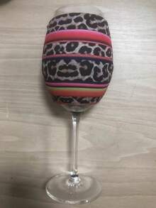 可重复使用的豹纹葡萄酒杯套，酒杯保护套，香槟杯套，隔热 - 查看 3