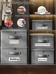 1Pc Extra Large Stackable Waterproof Storage Box - Multi-Functional, Space-Saving Organizer For Wardrobes, Bedrooms, Kitchens, Etc. - Perfect For Storing Toys, Books, Clothes, And Bedding - Dark Grey - View 2