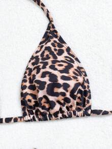 Conjunto de bikini sexy con estampado de leopardo y falda mini a juego para mujer, ideal para vacaciones de verano en la playa - Multicolor - Ver 3