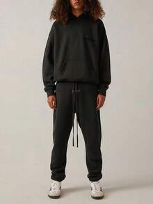 Fear Of God  Autumn Winter Hoodie 'Dark Oatmeal' Loose Drop Shoulder Hooded Women/Men Sweatshirt,Runs 1 Size Large , Vintage Flocking Craftsmanship Combined With Modern Men Breathable Technology, Warm Cotton Flocking - STRETCH LIM/PANTS - 查看 4