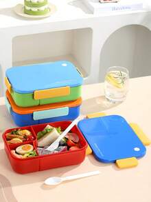1pc Bento Lunch Box, Adult Lunch Container With 3 Compartments, Ideal Leak-Proof Lunch Box For Students, Microwave - Multicolor - View 1