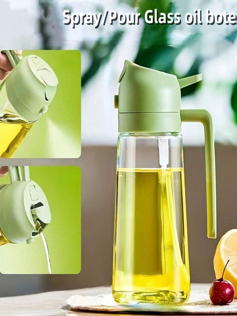 1 chai thủy tinh đựng dầu ô liu 16oz, chai đựng dầu kiêm bình xịt nấu ăn 2 trong 1, chai thủy tinh chất lượng cao có vòi xịt dùng cho nấu ăn, nướng, xe RV và nhà bếp, kèm theo 6 nhãn dán. - Xem 1