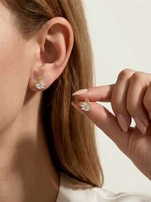 BALMORA 1pair Minimalist S925 Sterling Silver Cute Swan Stud Earrings, Animal Earrings, Daily Accessory Gift - Gold - View 2