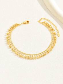 1pc Bohemian Style Water Drop Tassel Pendant Anklet, Casual Daily Wear, Summer Beach Holiday Accessory - Yellow Gold - View 2