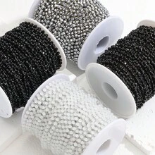 1米长 3.5毫米刻面水晶玻璃珠不锈钢链，闪亮玻璃珠链，适合DIY项链、手链、珠宝制作 - 串珠鍊 - 查看 5