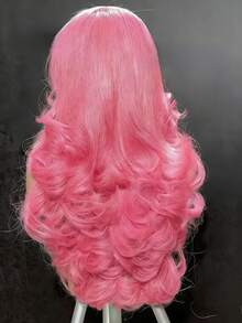 Body Wave Baby Pink Synthetic Wigs Heat Resistant Glueless Wigs For Beginner Friendly 13x4 HD Lace Front Wigs Free Parting Pink Water Wave Synthetic Lace Front Wig Easy Styling Daily Party Use Cosplay - 粉色 - 查看 4