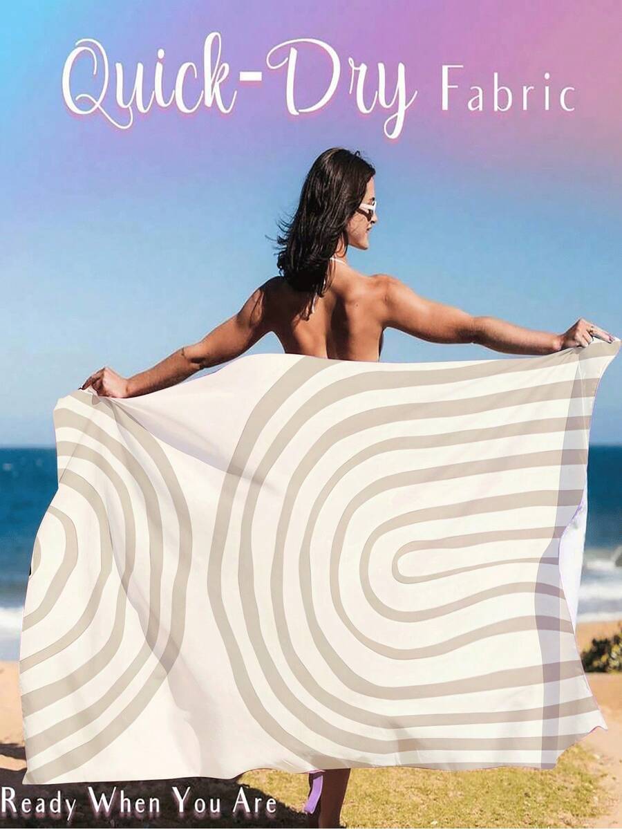 1 Stück Morandi Ultraleichtes Schnelltrocknende Strandtuch - Sandresistent, rutschfest, hochabsorbierendes Mikrofaser, geeignet für Camping, Schwimmen und Strandpartys - modernes beige gestreiftes Design, geeignet für alle Jahreszeiten, perfektes Geschenk für Urlaub oder Geburtstag, Strandessential | Modisches Schwimm-Handtuch | Ultraleichter Stoff