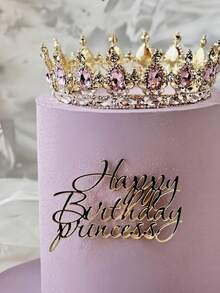 1 pièce Décoration de gâteau thème princesse, comprenant une décoration de gâteau en acrylique doré, convient pour les célébrations d'anniversaire, décoration de gâteau avec lettres en acrylique, décorations de gâteau pour fête d'anniversaire, fournitures de cuisson, articles de cuisine essentiels, parfait pour les cadeaux de fête et les décorations de fête - styleA - Voir 2