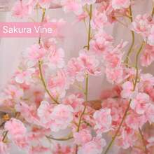 1pc Artificial Cherry Blossom Vine Home Decor, DIY Wreath Material, Valentine's Day Decoration, Birthday Party Decor, Wedding Venue Accessory, Outdoor Garden Decoration, New Year Ornament - Pink - View 8